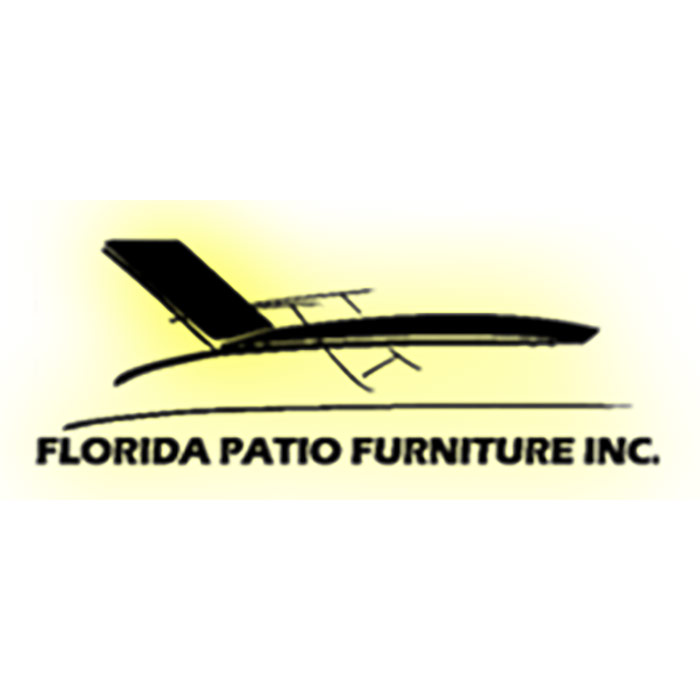 Florida Patio Logo - Black sans-serif type with chaise lounge icon above